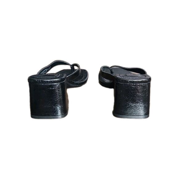 Nwot Zara Women's Black Patent Square Toe Block Heel Thong Sandals Size 39 - Picture 4 of 9